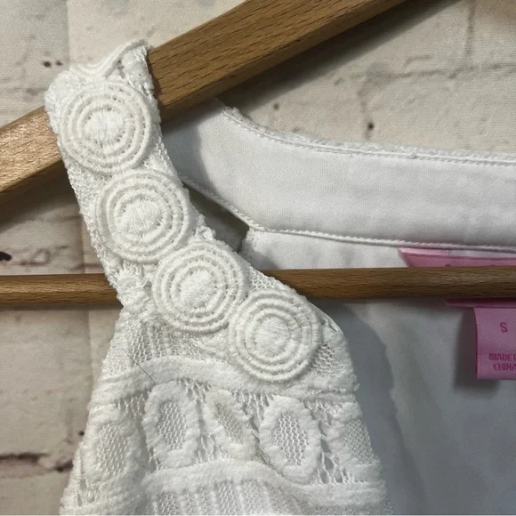 Lilly Pulitzer Arya Bubbly Stripe Knit Lace Tank Top Resort White Sz Small - Picture 7 of 7